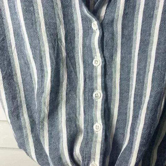 Anthropologie Cloth & Stone Linen Blend Striped Button Up Crop Top Size XS - Picture 5 of 10